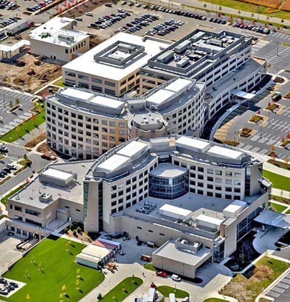 Aerial view of Silver Cross Hospital, New Lenox, IL.