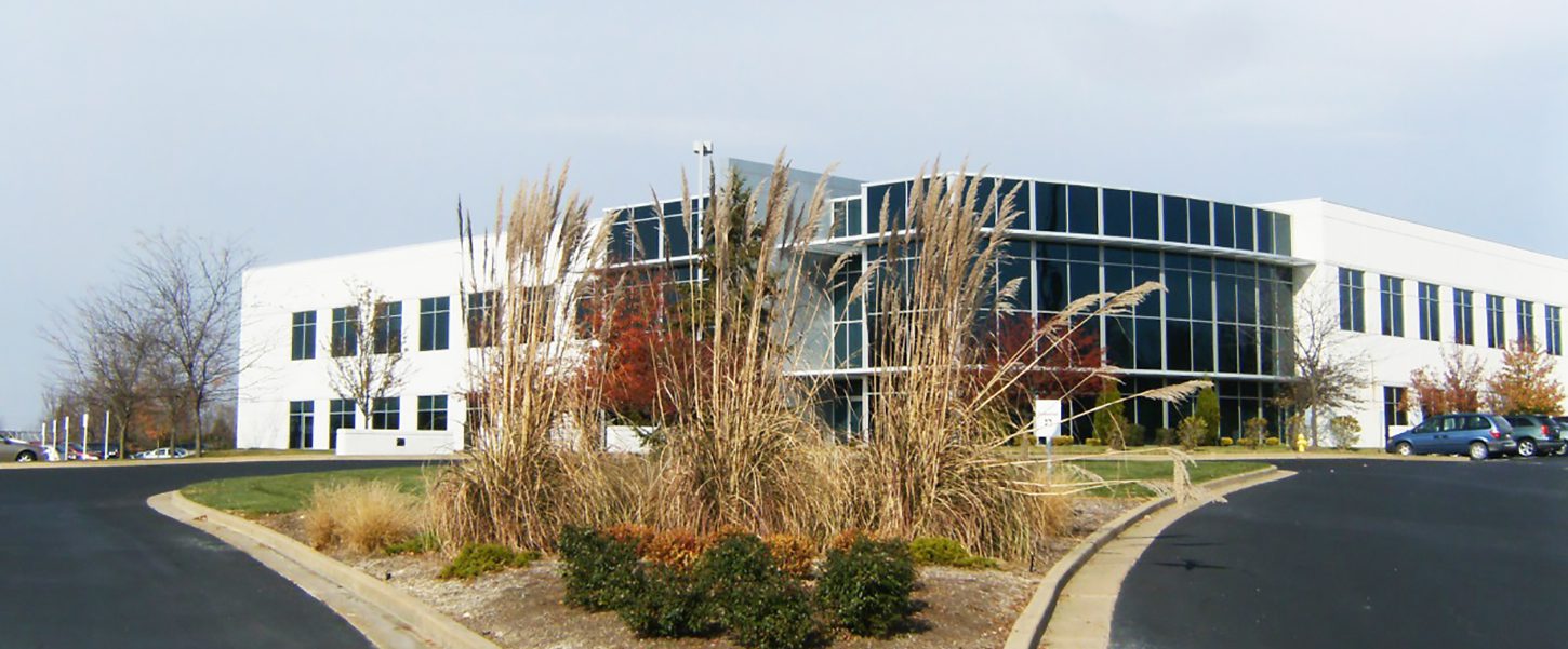 Exterior of a low-rise commercial office building