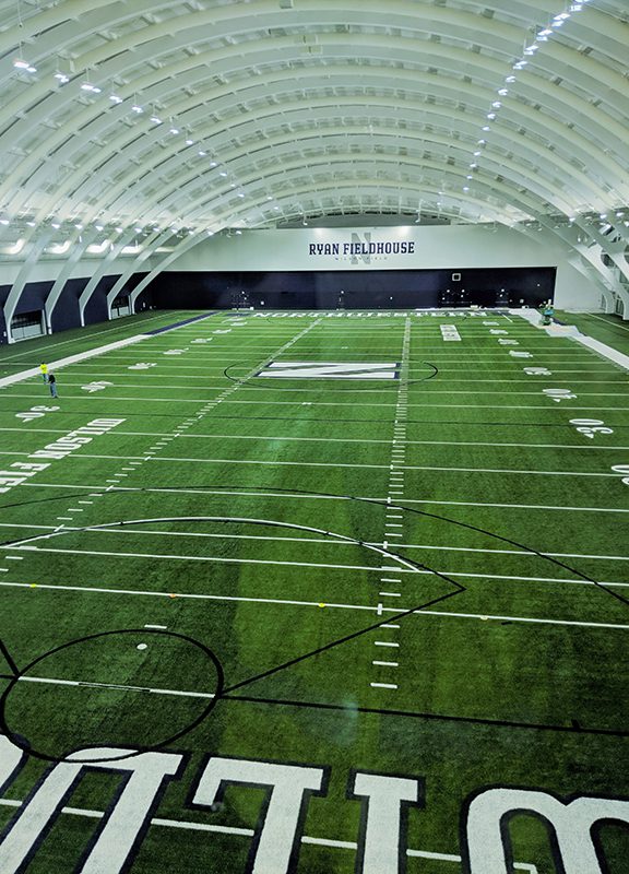 Northwestern University, indoor football practice field.
