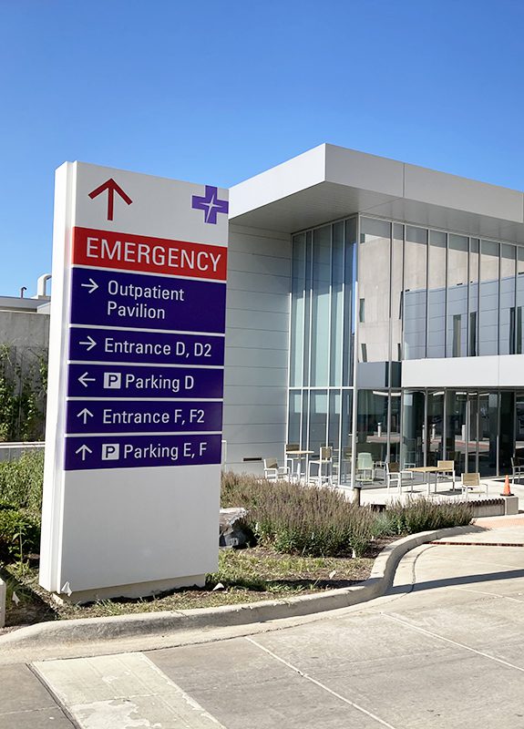 Hospital with emergency sign