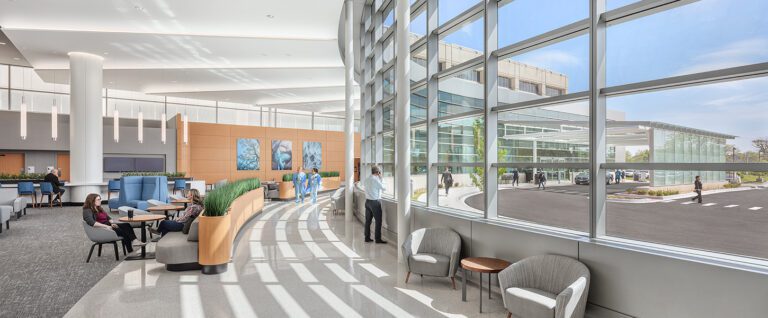 Lobby of Glenbrook Hospital Cardiovascular Institute with people